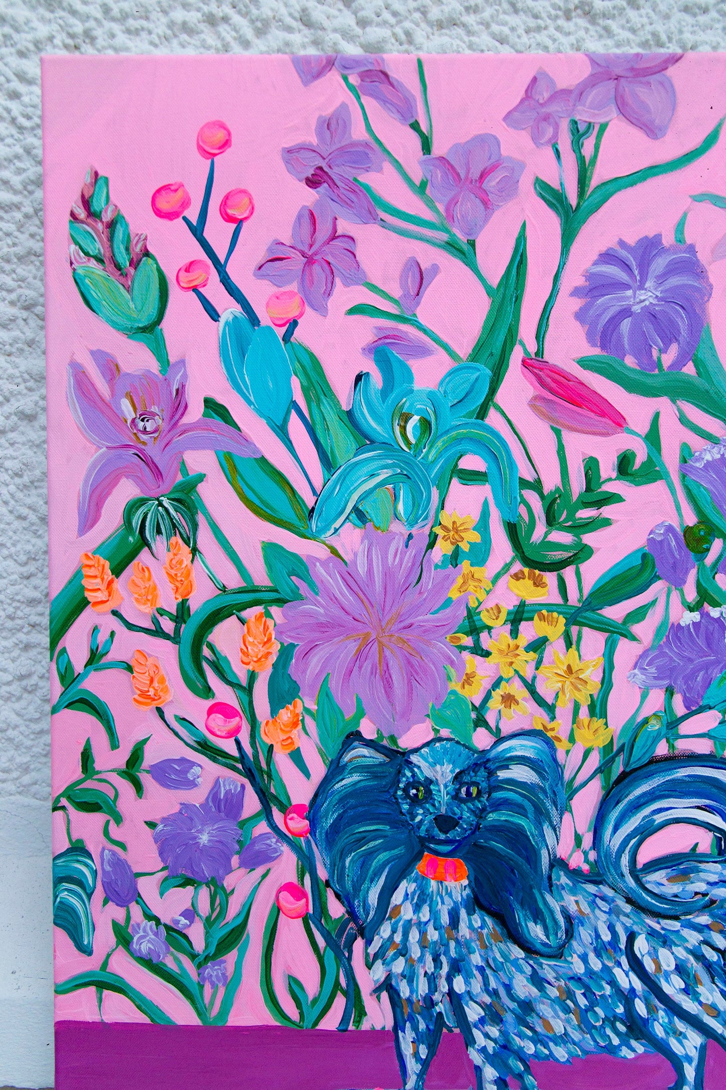 Original Painting of dog, Dog Painting, Dog Acrylic Painting, Living Room Art, Dog Art, Chihuahua Art, Spaniel Art, Flowers Painting