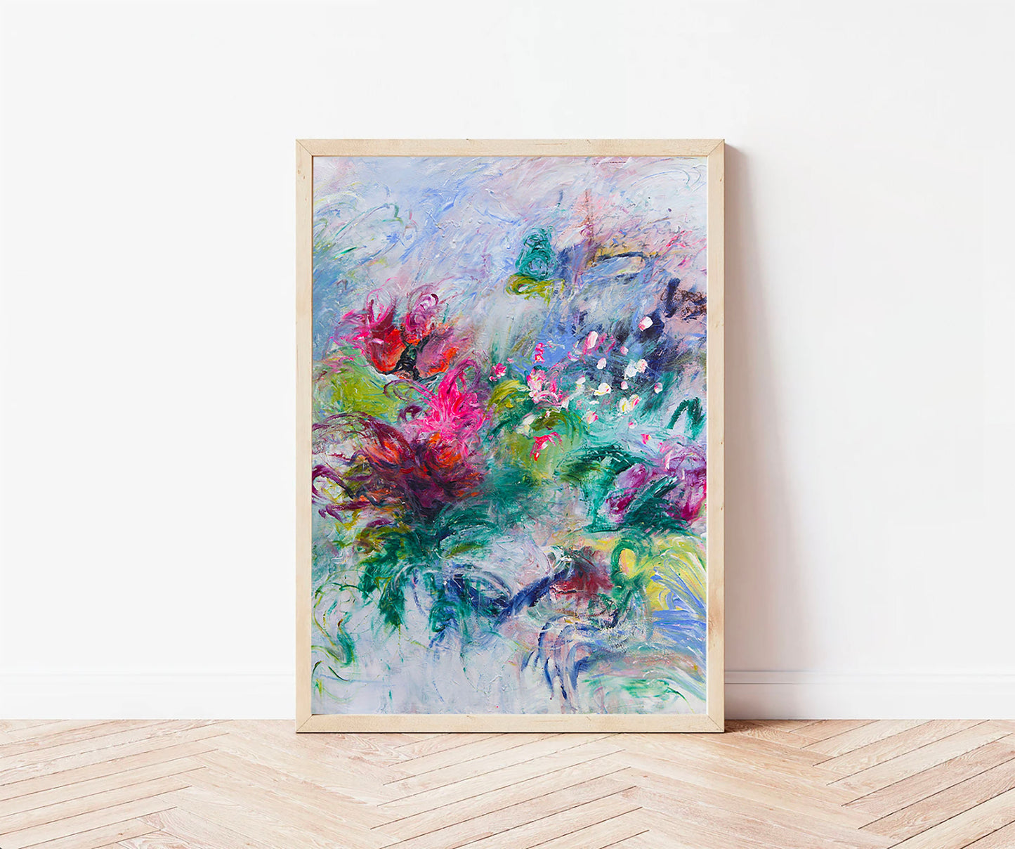 Minimalist Flowers, Big Abstract Flowers, Bright Colors Poster, Nordic Art Print, White Abstraction, Scandinavian Design, Wall Decor
