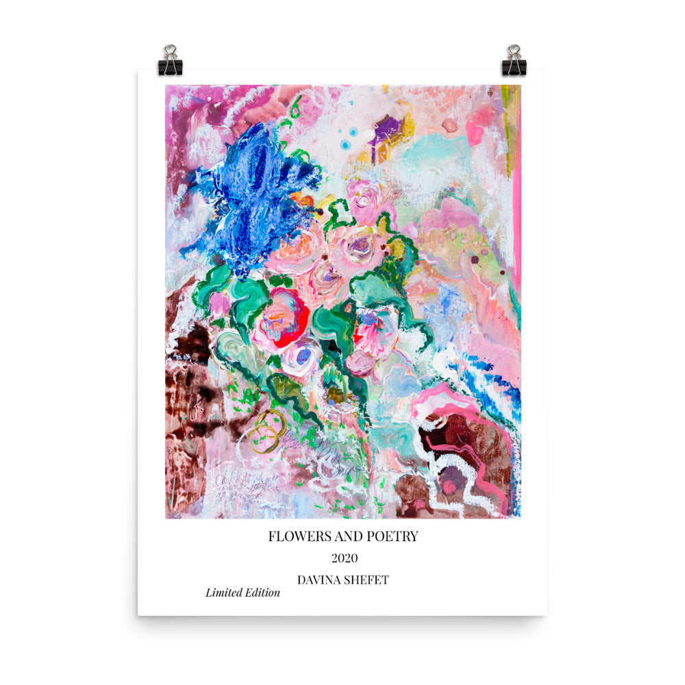 Contemporary Art Print, Flowers and Poetry