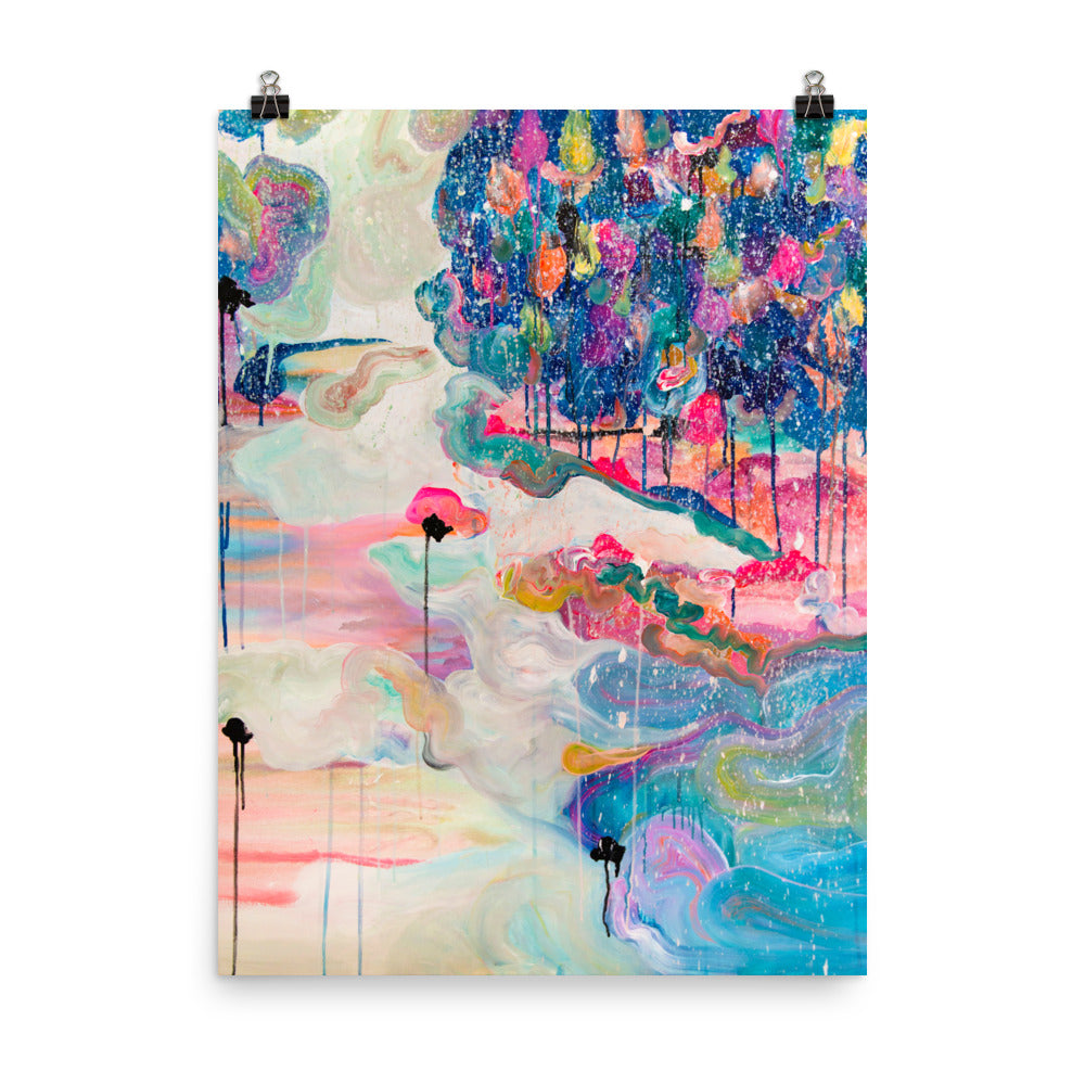 Art Print of Abstract Landscape "Forest in the snow" - Davina Shefet Art Store