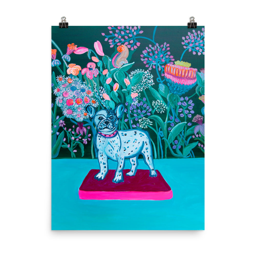 Blue Bulldog Art Print - Davina Shefet Art Store