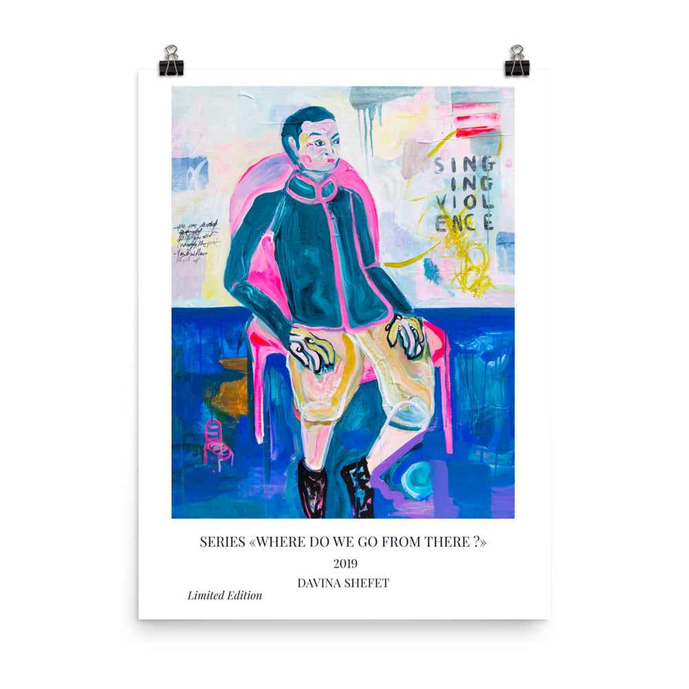Pink Chair Poster, Contemporary Art Print - Davina Shefet Art Store