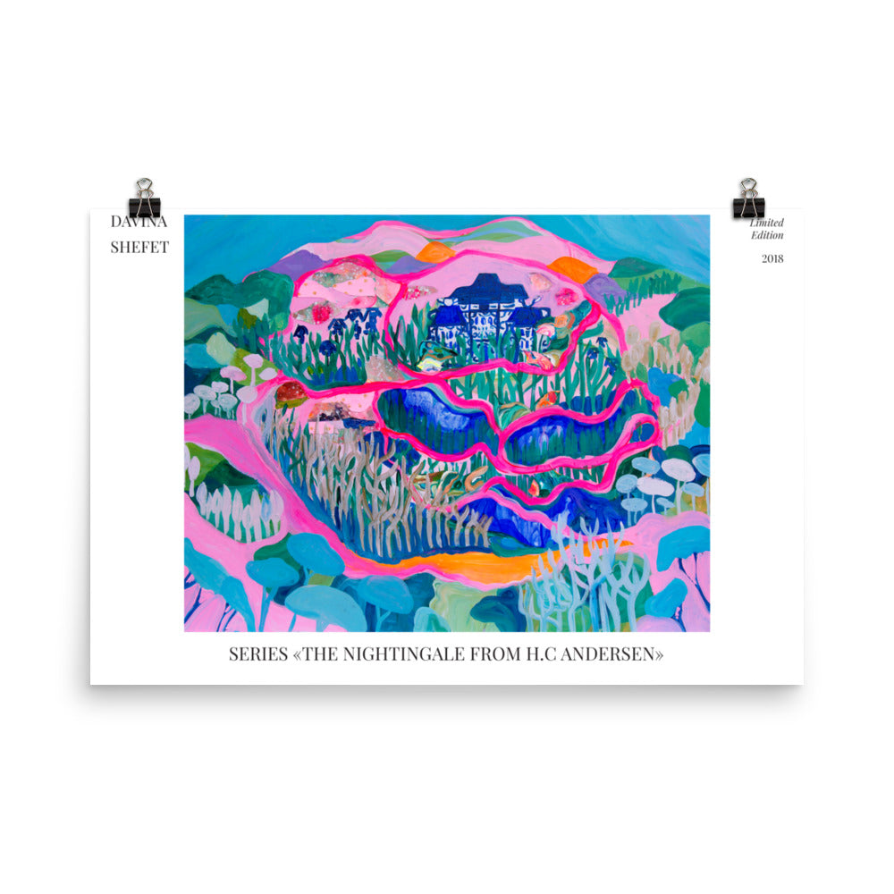 Art Print of the "Nightingale" Story, HC Andersen - Davina Shefet Art Store