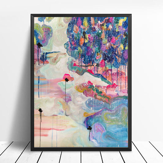 Art Print of Abstract Landscape "Forest in the snow" - Davina Shefet Art Store