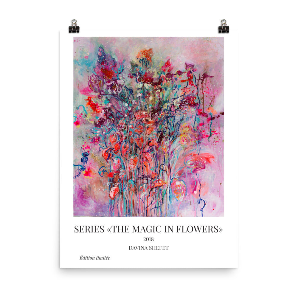 Art Print Pink Flowers - Davina Shefet Art Store